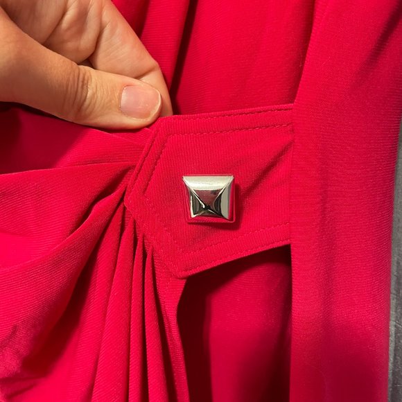 DRESSBARN Hot Pink Corporate Stretchy Wrap Dress Sz 6 - Picture 4 of 12